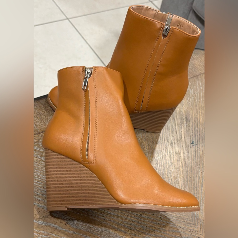 Tan Wedge Ankle Boots